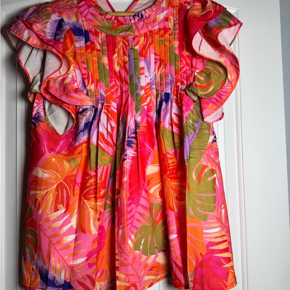 Vibrant Tropical Ruffle Dress